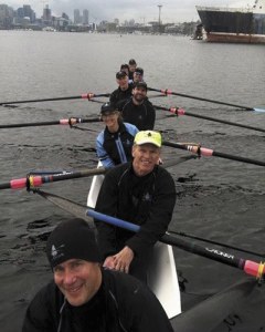 The mixed masters 8 at Sunday’s Head of the Lake regatta.