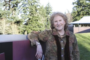 Hester Kremer in front of the library.