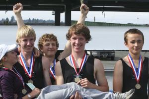 Novice rowers Nathaniel Petram