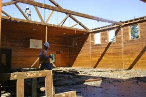 The historic 1919 gym next to The Harbor School was taken down this month.