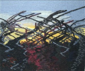 This tapestry by Cecilia Blomberg will be on display at the Blue Heron.