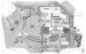 The site plan shows the way the building will wrap around a courtyard.