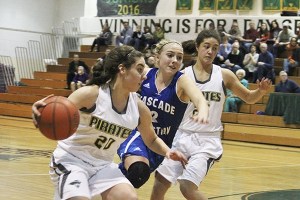 Siena Jannetty (20) and Kai Li Scheer look to create some offense against Cascade Christian.
