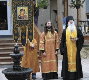 An onion dome was placed atop the temple at the All-Merciful Saviour Orthodox Monastery in Dockton on Saturday