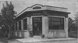The Vashon State Bank on the Northwest corner of the four-way intersection in town