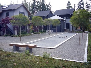 David Pfeiffer's bocce court replaces work-intensive plantings.