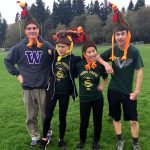 Rochelle Munger Photo                                Four Vashon High School students decked out in turkey hats led Chautauqua Elementary School fourth and fifth graders through the elementary school&rsquo;s annual Turkey Trot on Nov. 18.                                Pictured left to right: John Kehl, Lucy Boyle, Annie Muller and Cole Parks.