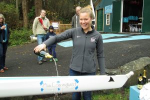 Local star immortalized with rowing shell