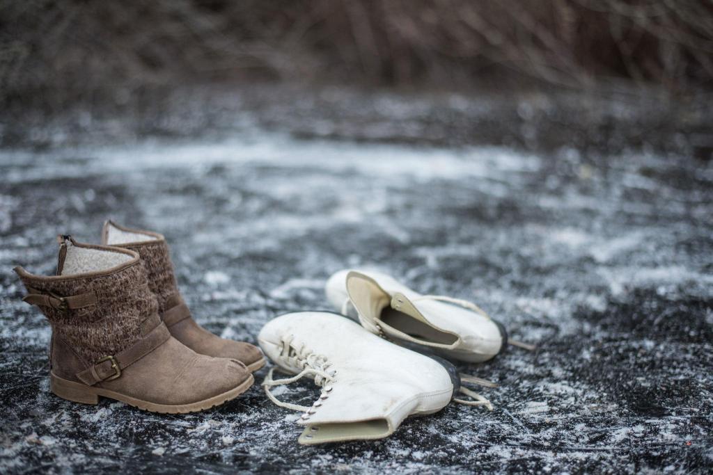 Ice skates and boots lie on the pond&rsquo;s rutted surface. (Cassie Bergman Photo)