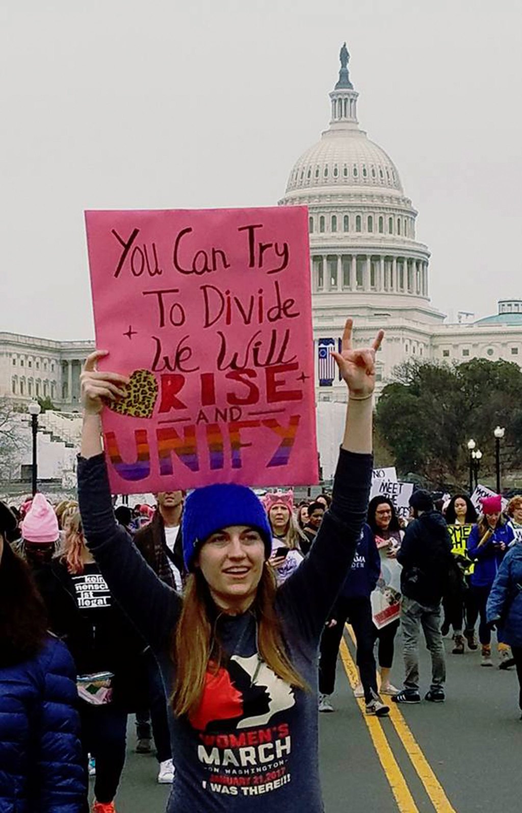 In Washington D.C., women protest in front of the U.S. Capitol. (Rebecca Wittman Photo)