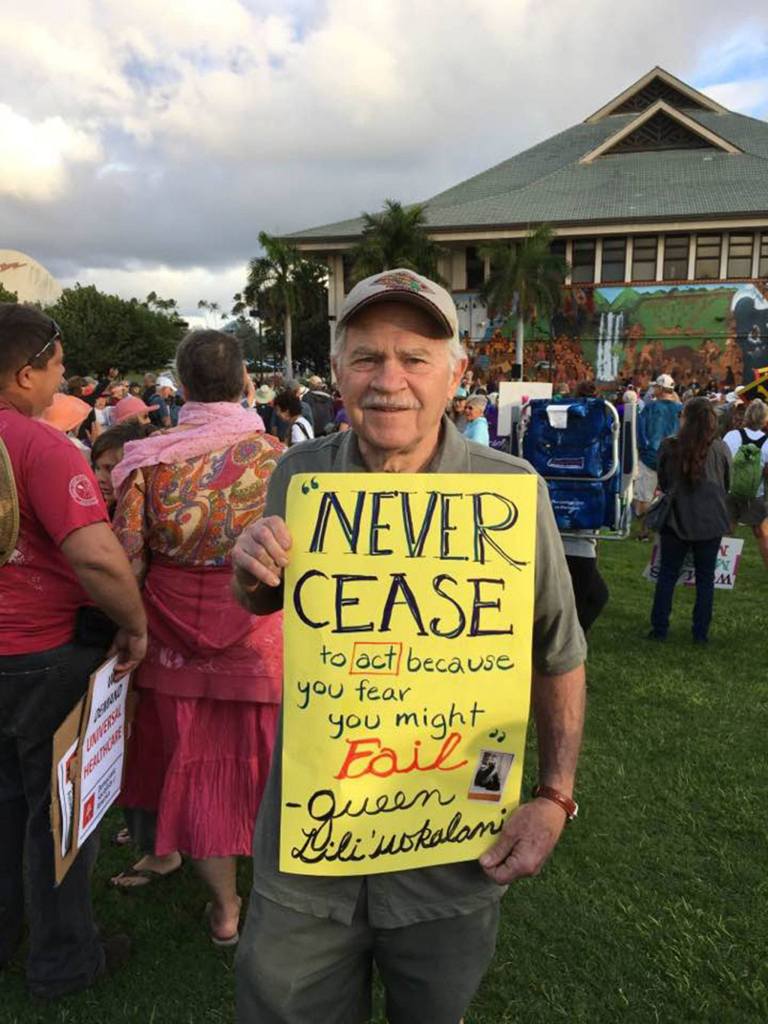 Islander George Lewis marches on Maui. (Courtesy Photo)