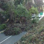 Landslides close 103rd near ferry dock, Quartermaster Road
