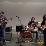 Left to right: Students Joziah Cladoosby, Chick Webb and Isaiah Montemayor of Ouch Pouch rehearse for Sharing the Stage. They will open for Seattle band Tacocat Friday at the Red Bike. (Harris Levinson Photo)