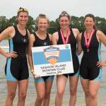 VIRC junior crew members Selena Mildon, Kate Kelly, Riley Lynch and Rhea Enzian at USRowing Youth Nationals in Sarasota, Florida, on Sunday. (Nathan Enzian photo)