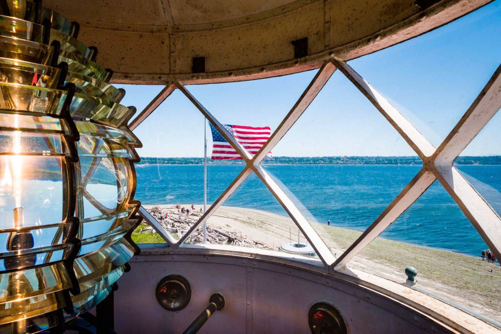 The view of Point Robinson, Puget Sound and Des Moines from the top of the Point Robinson lighthouse. (Kent Phelan Photo)