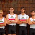 Jacob Plihal, third from left, stands with his World U23 Championships-bound U.S. men&rsquo;s quad boat mates. (Courtesy Photo)