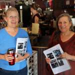 Holly Shull Vogel, left, and Kathy Abascal take a break at Cafe Luna from counting petition signatures. (Courtesy photo)