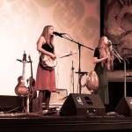 The Shook Twins, Laurie and Katelyn, performing at the Vashon Theatre last Wednesday. (Larissa C Clark Photo)