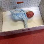 Baby Rhett sleeps peacefully in his new baby box. (Susan Riemer/Staff Photo)