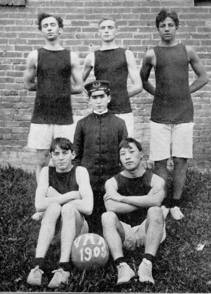 Courtesy Photo                                George Washingtons son, George Cleveland Washington, rear right, played basketball for Vashon College and died as a result of the fire there.