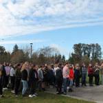 Students at Vashon Highschool gather in support of Wednesdays student demonstrations against gun violence. (Paul Rowley/Staff Photo)