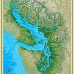The single estuary ecosystem officially named the Salish Sea by British Columbia and Washington State in 2009 extends from the north end of the Strait of Georgia and Desolation Sound to the south end of the Puget Sound and west to the mouth of the Strait of Juan de Fuca. (Map of the Salish Sea and Surrounding Basin, Stefan Freeman, WWU, 2009)