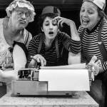 A collection of six one-act plays, All in the Timing is Drama Docks spring production, which opens Friday at the Open Space. Above, three monkeys try to produce Hamlet. (Peter Serko Photo)