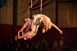 Students fly through the air at Open Space