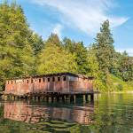 The bunkhouse barge still rests in Judd Creek (Terry Donnelly Photo)