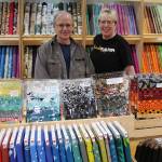 Island Quilters Paul Robinson and Anja Moritz participated in the recent Vashon Quilt Guilds show in the Vashon High School gym. Soon the shop will be open again in downtown Vashon after closing three years ago. (Susan Riemer/Staff Photo)