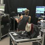 Vashon High School students Rohin Petram and Olivia White work behind the scenes in the Production Club (Thane Gill photo).