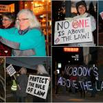 Approximately 70 islanders gathered at the four-way stop in downtown Vashon to protest President Trumps appointment of acting-Attorney General Matt Whitaker (Paul Rowley/Staff Photos).