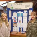 Iris Bordman and Alyssa Hawkins with their humanitarian, enviro-science project at the Washington State Science & Engineering Fair in Bremerton last spring. (Courtesy Photo)