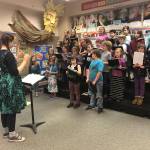 Erynne Smith readies the Chautauqua Elementary School choir for an upcoming concert (Tami Brockway Joyce Photo).