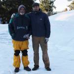 Ron Irvine, left, and Marcus Gautesen take a break from working on the dome on Monday. (Courtesy Photo)