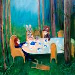 A painting by Rachel LordKenaga is part of VALISEs tea-themed exhibition (Courtesy Photo).