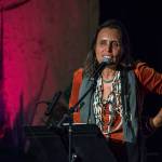 Julian White-Davis Photo                                Winona LaDuke speaking last year to a crowd of over 500 islanders at the Open Space for Arts & Community.