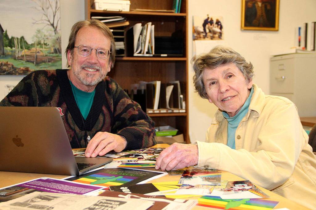 Islanders Stephen Silha and Ellen Kritzman are making plans for their upcoming exhibit chronicling the history of LGBTQ life on Vashon (Paul Rowley/Staff Photo).