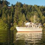 The new Vashona, anchored in Bedwell Harbor, B.C., in 2016 (Terry Donnelly Photo).