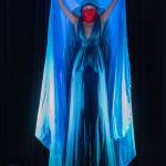 Janet McAlpin is the stilted, lavishly costumed host of Burlesco Notturno (Michelle Bates Photo).