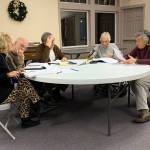 Left to right: LeeAnn Brown, Eric Pryne, Tom Langland, Wendy Noble and Don Wolczko held a Vashon Health Care District Board of Commissioners meeting on Wednesday, Dec. 11 at the Vashon Presbyterian Church (Kevin Opsahl/Staff Photo).