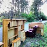 Furniture recently left on the side of Old Mill Road near Misty Isle Farms. The Vashon Park District has had to contend with a rise in illegal dumping in its properties (Paul Rowley/Staff Photo).