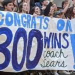 VASHON HIGH SCHOOL PHOTO                                The cheering section celebrates Andy Sears 300th career win.
