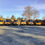 Vashon Island School District busses are parked for the next six weeks (Paul Rowley/Staff Photo).