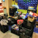 Goods from the Chautauqua Elementary School kitchen were organized Friday (Paul Rowley/Staff Photo).