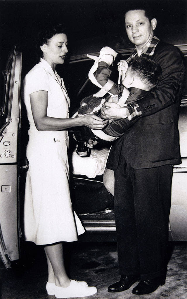 Richard Rogers parents put on brave smiles as he was being transferred to Warm Springs, Georgia for treatment during the polio pandemic of the early 1950s ( Courtesy Photos).