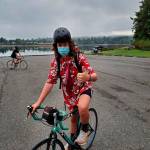 Junior rower Gus Holmes masked up for this years Passport2Pain biking event (Courtesy Photo).