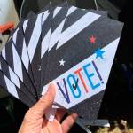 Its all in a days work for Vashon volunteers to send hundreds of postcards a day to voters nationwide (Photo courtesy Vashon Indivisible).