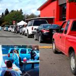 This drive-through flu vaccination clinic drew over 600 people at Vashon Island High School last week, arranged by the Vashon Medical Reserve Corps, the Vashon Island School District and the Seattle Visiting Nurses Association. An outdoor clinic last Saturday vaccinated additional dozens in the parking area behind the Vashon Pharmacy. If you dont have insurance, you can go to Vashon Pharmacy where the cost for the shot will be covered by VashonBePrepared, thanks to two generous donors to the Vashon COVID Relief Fund. The pharmacy has administered over 2,500 vaccinations so far this year and will soon receive another 450 doses of the high dose vaccine recommended for seniors, in addition to its ongoing supply of regular doses. To date, easily more than one-third of the island population has been vaccinated against seasonal flu. Information on where to get a flu shot is in the directory at VashonBePrepared.org/FluVaccine (Sarah Day Photos).