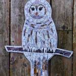 Mosaics, like this one of an owl, are included in a two-person show of works by Kristin Reitz-Green and Steffon Moody, at The Hardware Store Restaurant Gallery (Kristin Reitz-Green Artwork).